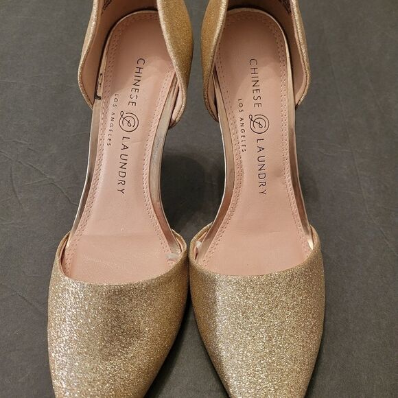 BRAND NEW CHINESE LAUNDRY POINTED TOE GOLD  SHIMMER GLITTER SHOES - Picture 8 of 16